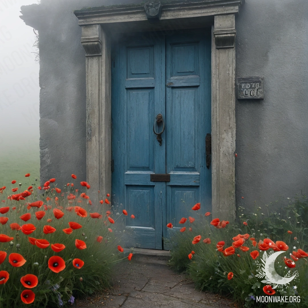 A basket filled with delicate white flowers, surrounded by mist.