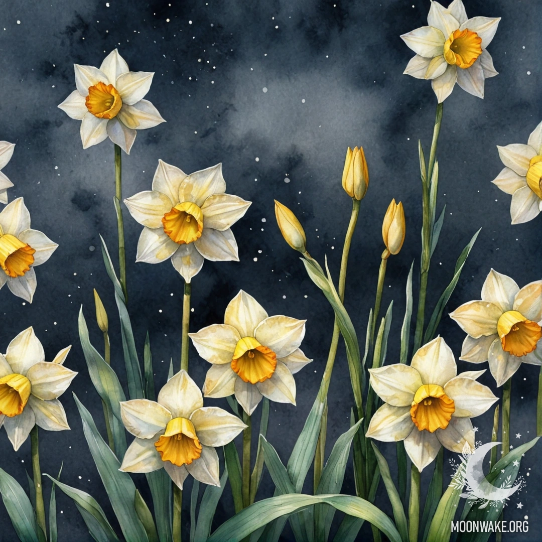 A beautiful chamomile flower surrounded by frost at night.