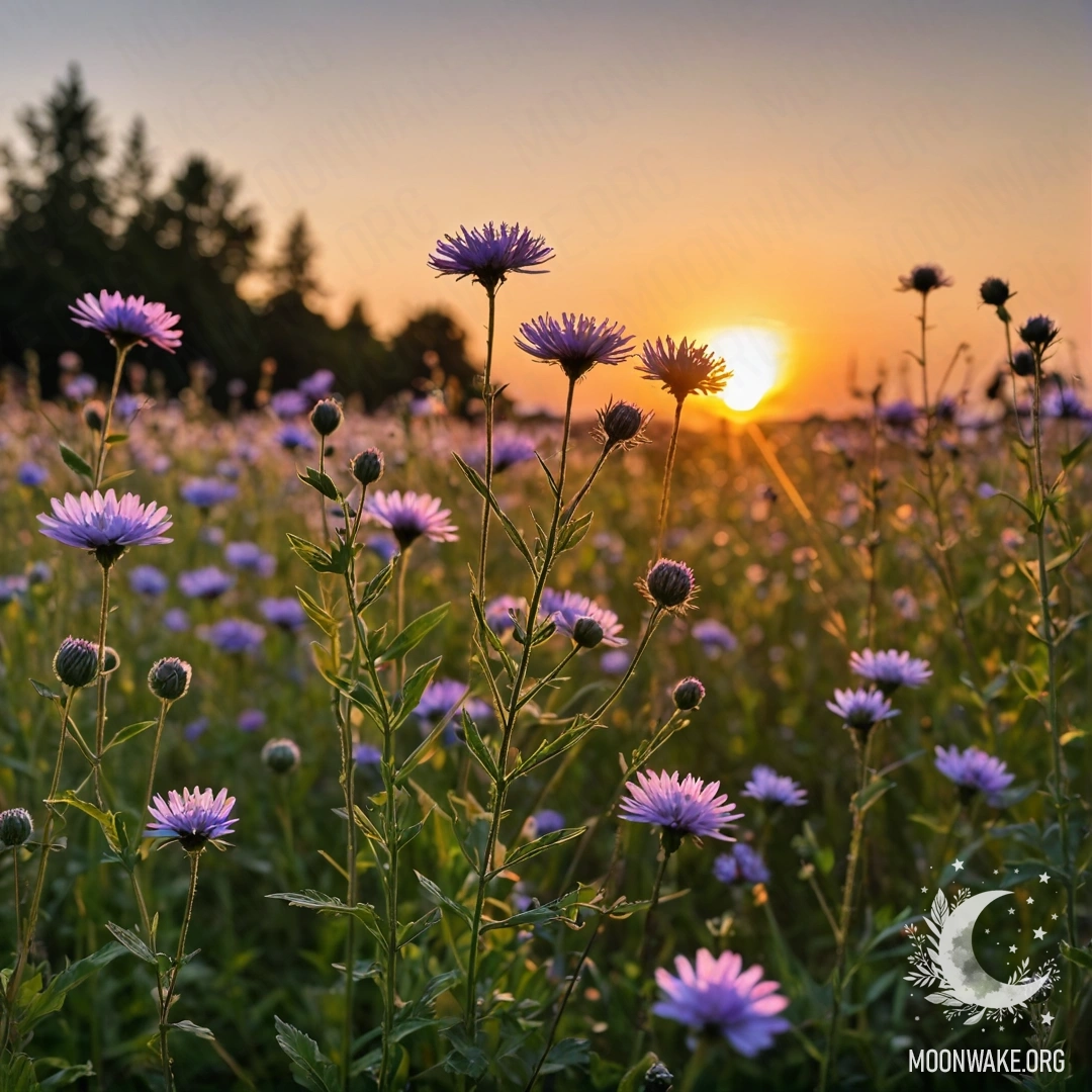 Beautiful Field Flowers at Sunset Close-up of colorful field flowers with a bokeh sunset backdrop.