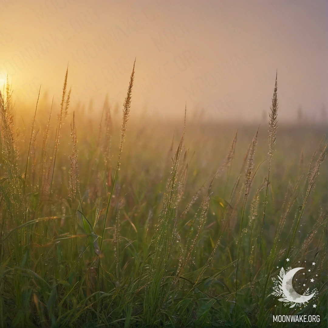 Bokeh Grass at Foggy Sunset Close-up of beautiful grass in a foggy field during sunset.