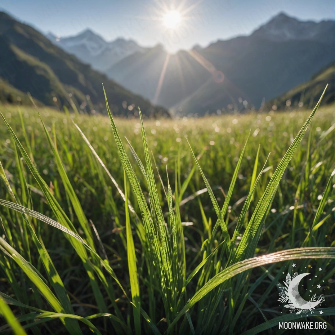 Close-up of beautiful grass with bokeh mountains in the background.