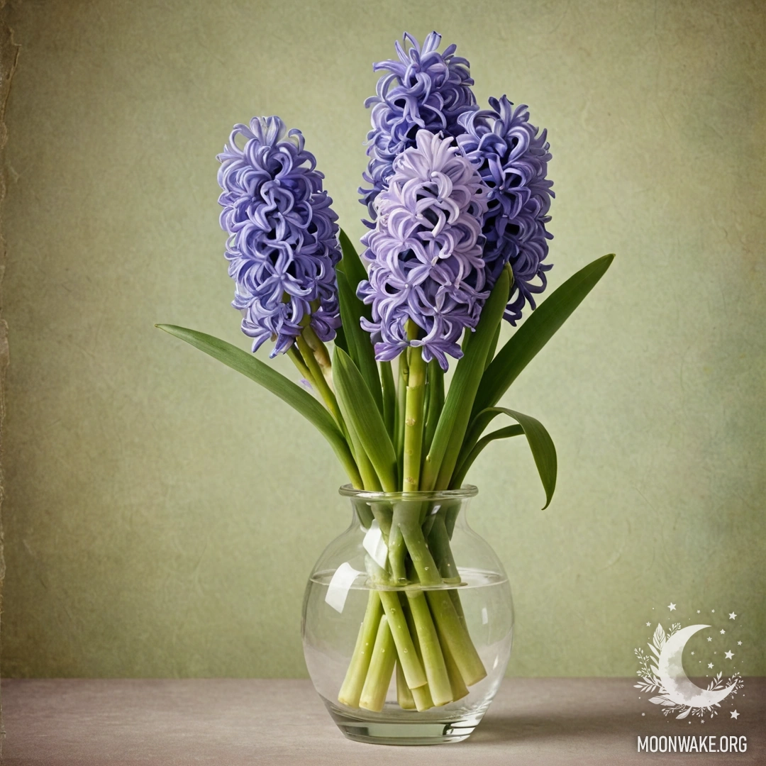 A beautiful hyacinth in a lime-colored vase surrounded by mist.