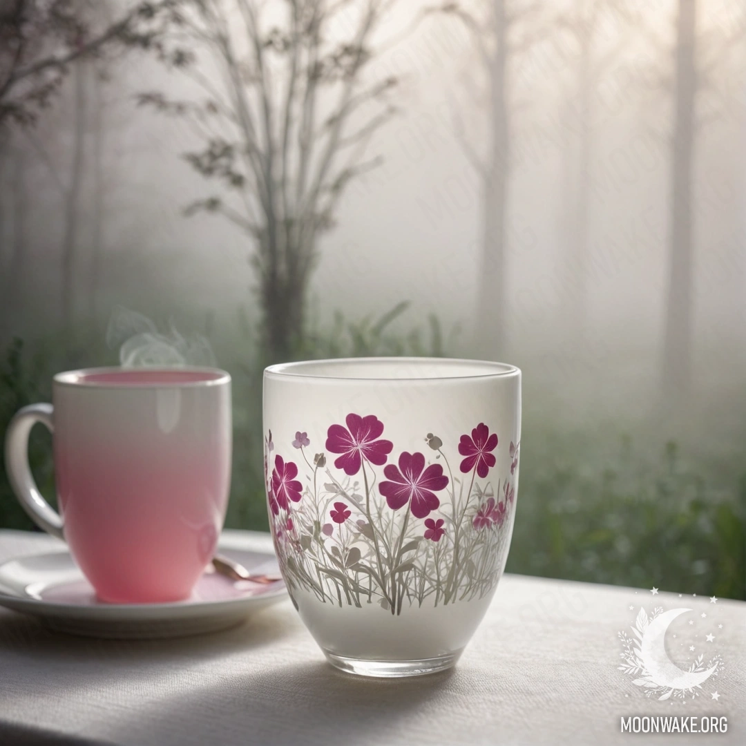 A faded blue book rests on a wooden windowsill with a blue mug filled with flowers basking in sunlight.