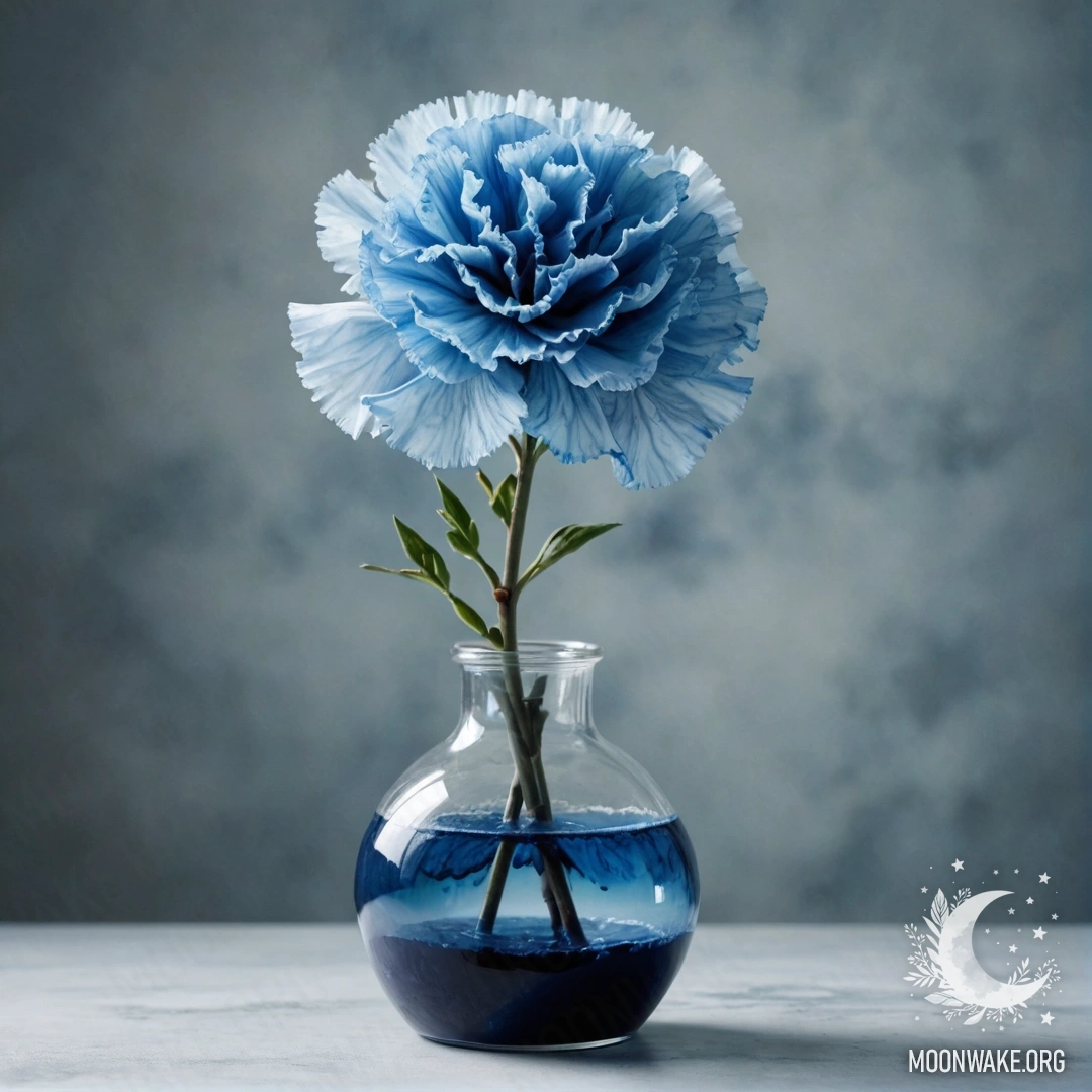 Blue Carnation in Frosted Vase A blue carnation sits gracefully in a frost-covered vase.