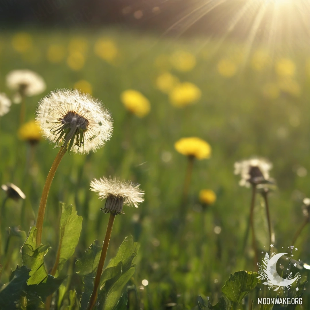 Bokeh Dandelion Field Close-up of dandelions with a blurred bokeh background of flowers and lens flares.