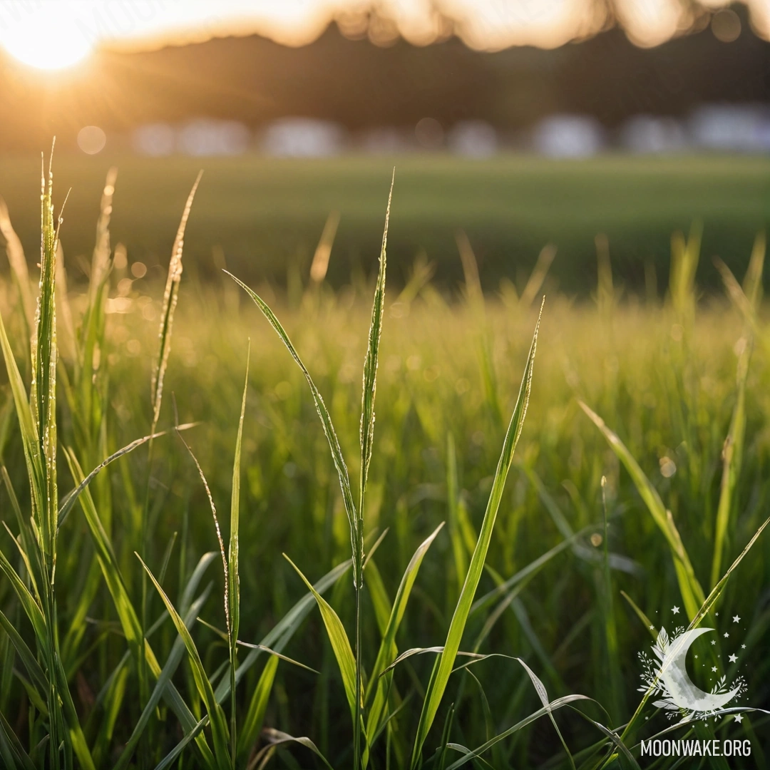 Bokeh Sunset Over Grass Field A close-up view of grass against a blurred sunset background, capturing the essence of a sunny day.