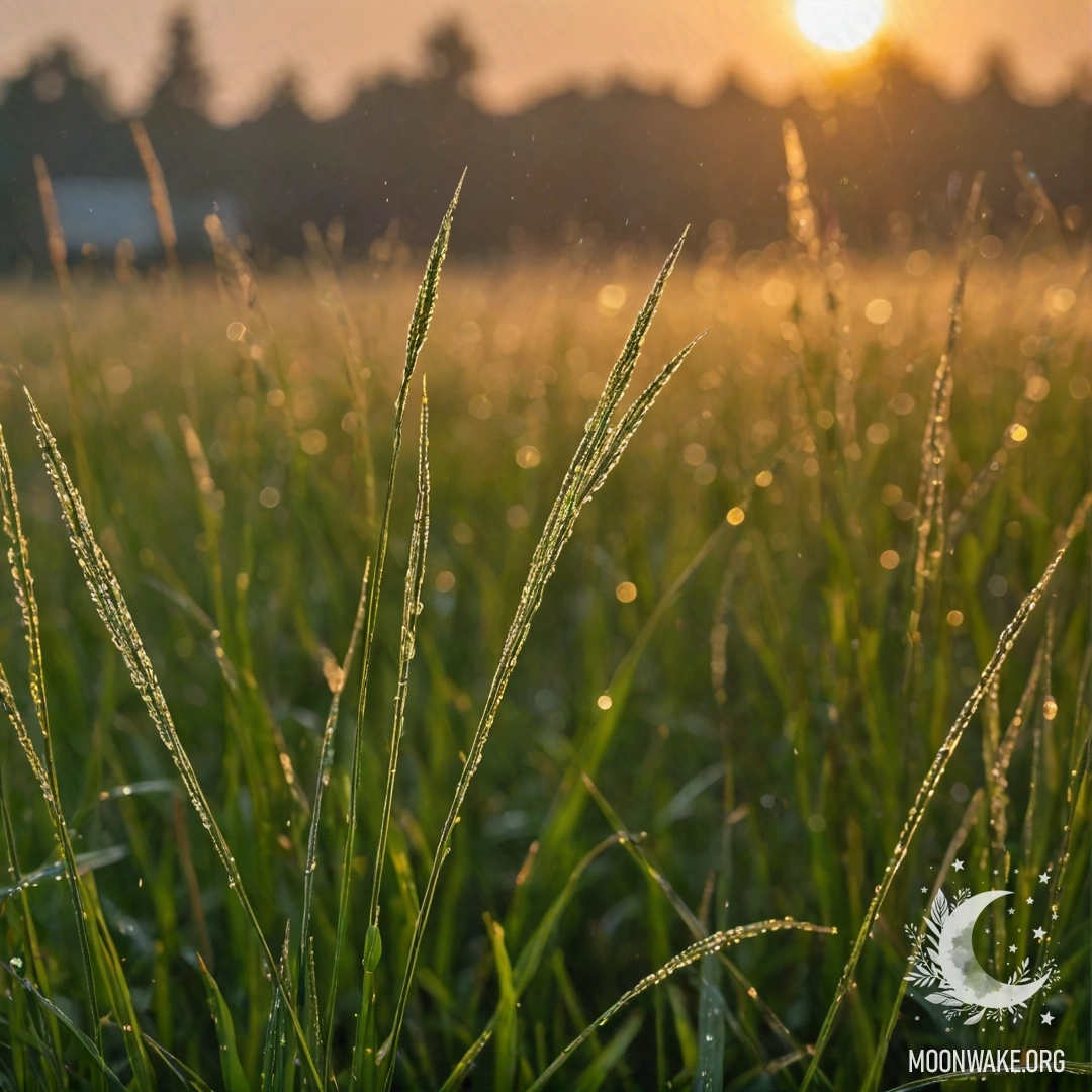 Bokeh Sunset Over Grass Close-up of grass field with a bokeh sunset background and raindrops