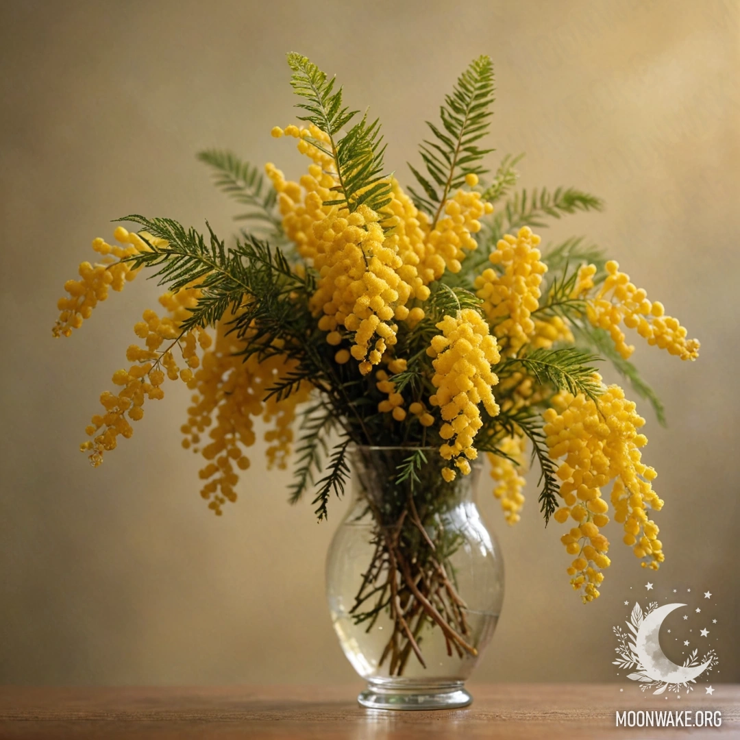 Bouquet of Sweet Fern in Yellow A watercolor painting of a yellow bouquet featuring sweet fern and sunlight.