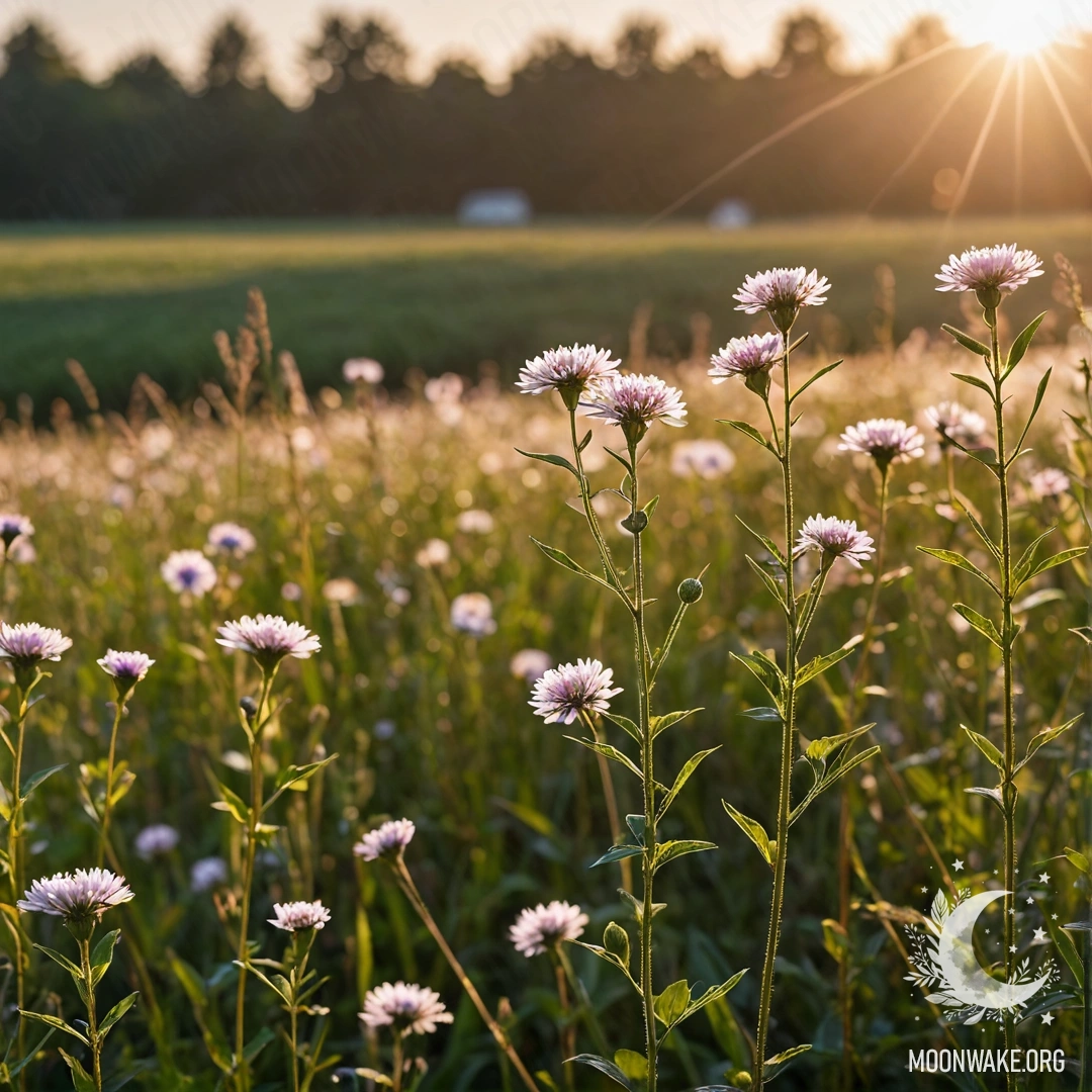 Breathtaking Close-up of Field Flowers Close-up of colorful flowers in a serene field with a bokeh sky.