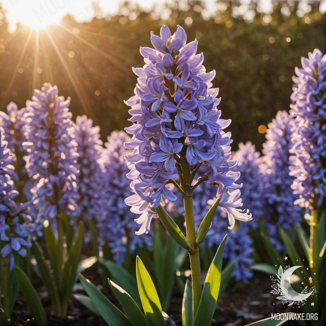 Calm Hyacinth at Sunset A calm hyacinth illuminated by the golden sunset, adorned with glitter.