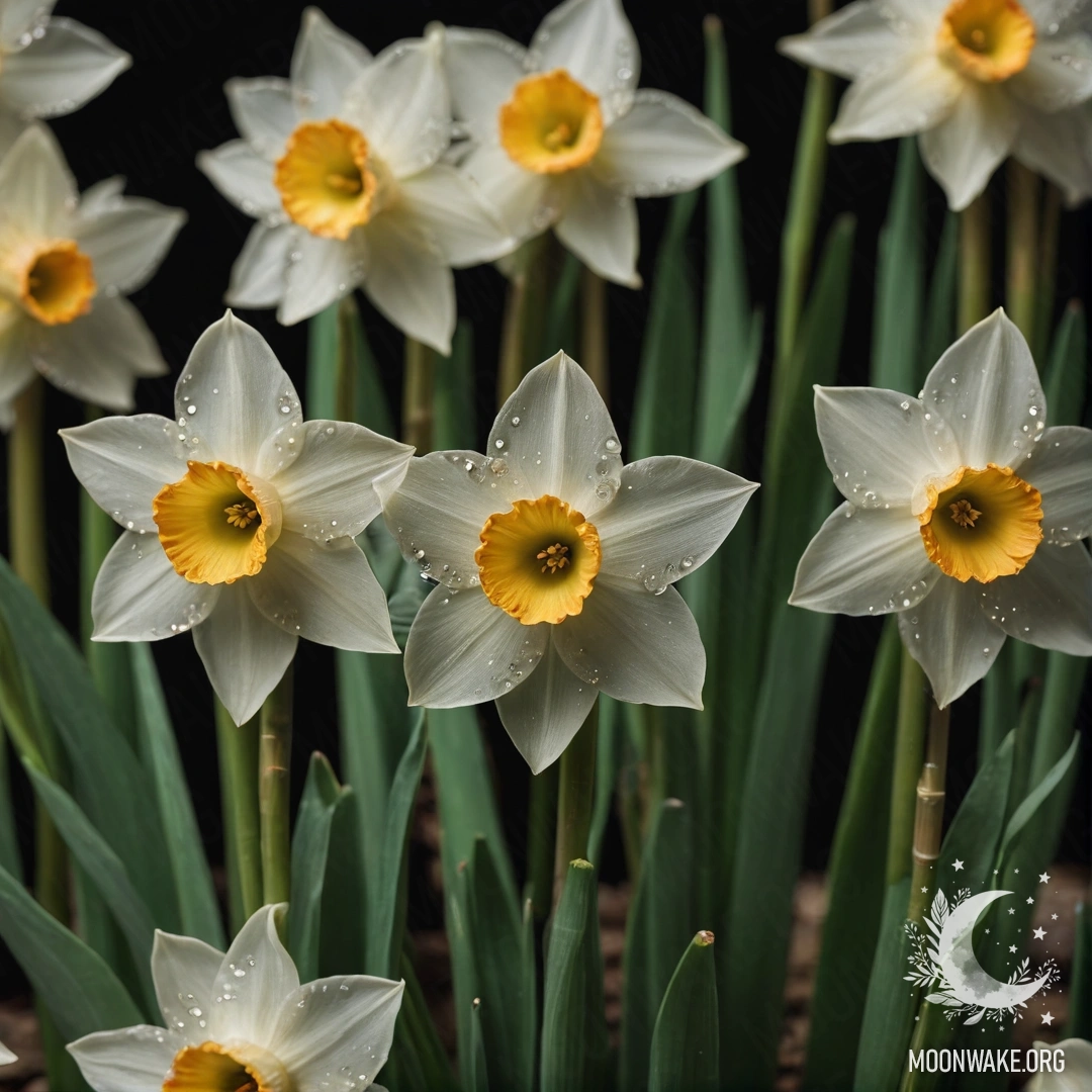 A serene olive-colored narcissus adorned with rhinestones.