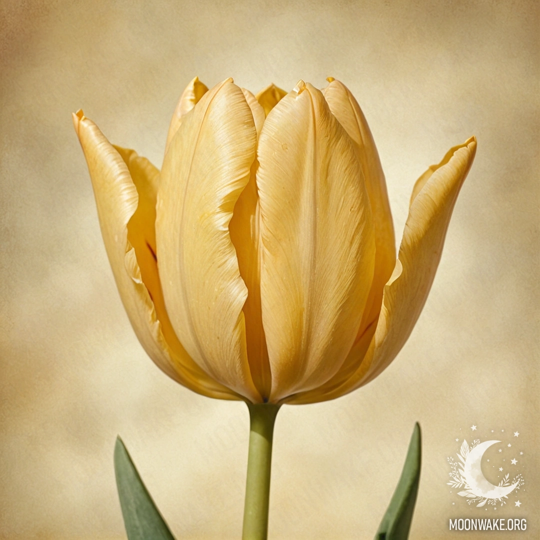 A serene tulip with a delicate cream yellow watercolor background.
