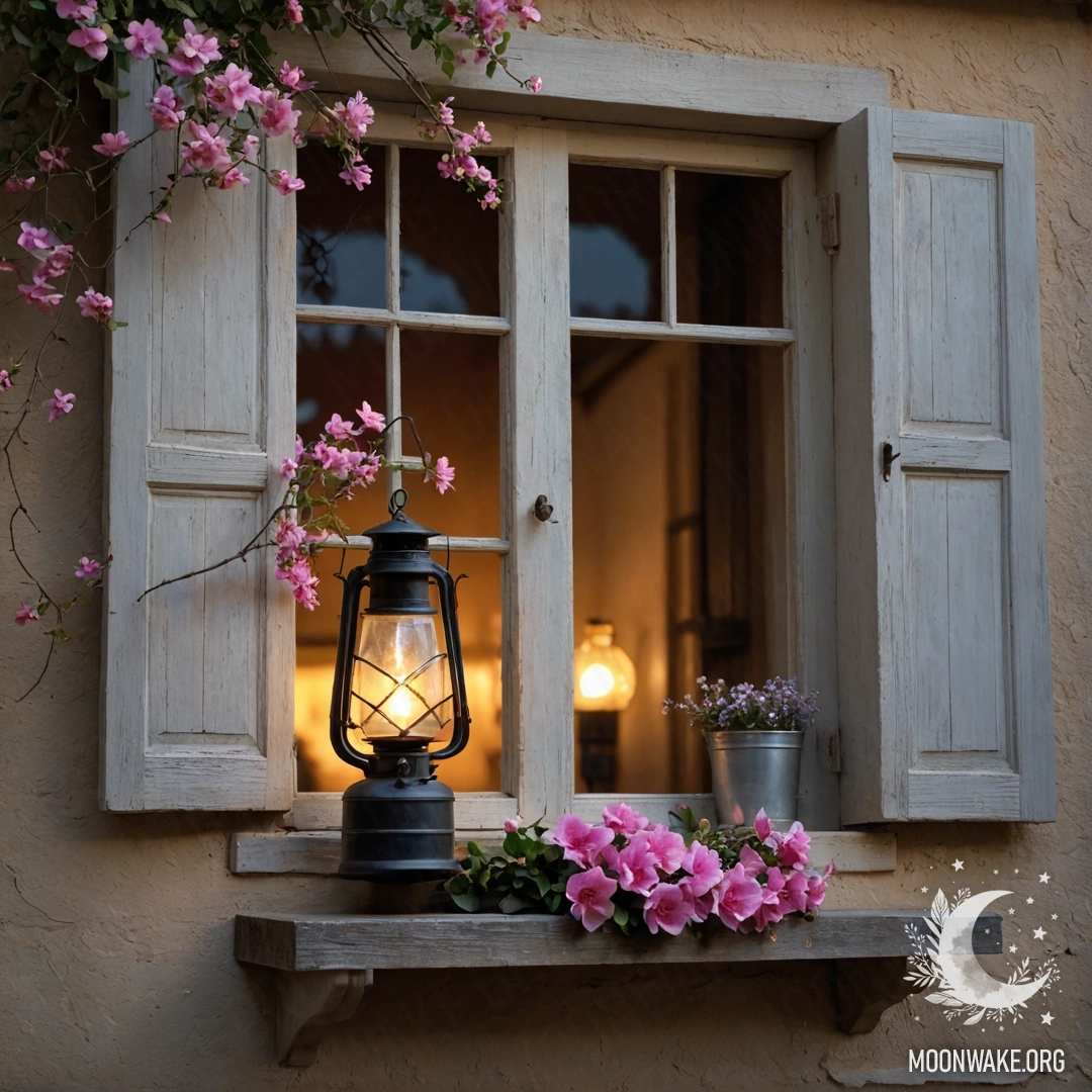 A rustic wooden table with a jar of flowers and a bokeh background