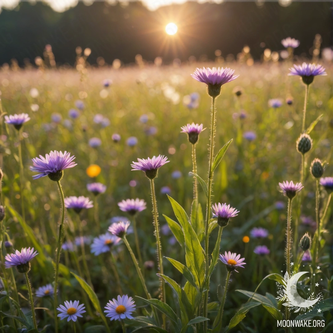 Cozy Field Flowers in Bokeh Close-up of field flowers with a soft bokeh background and lens flares.
