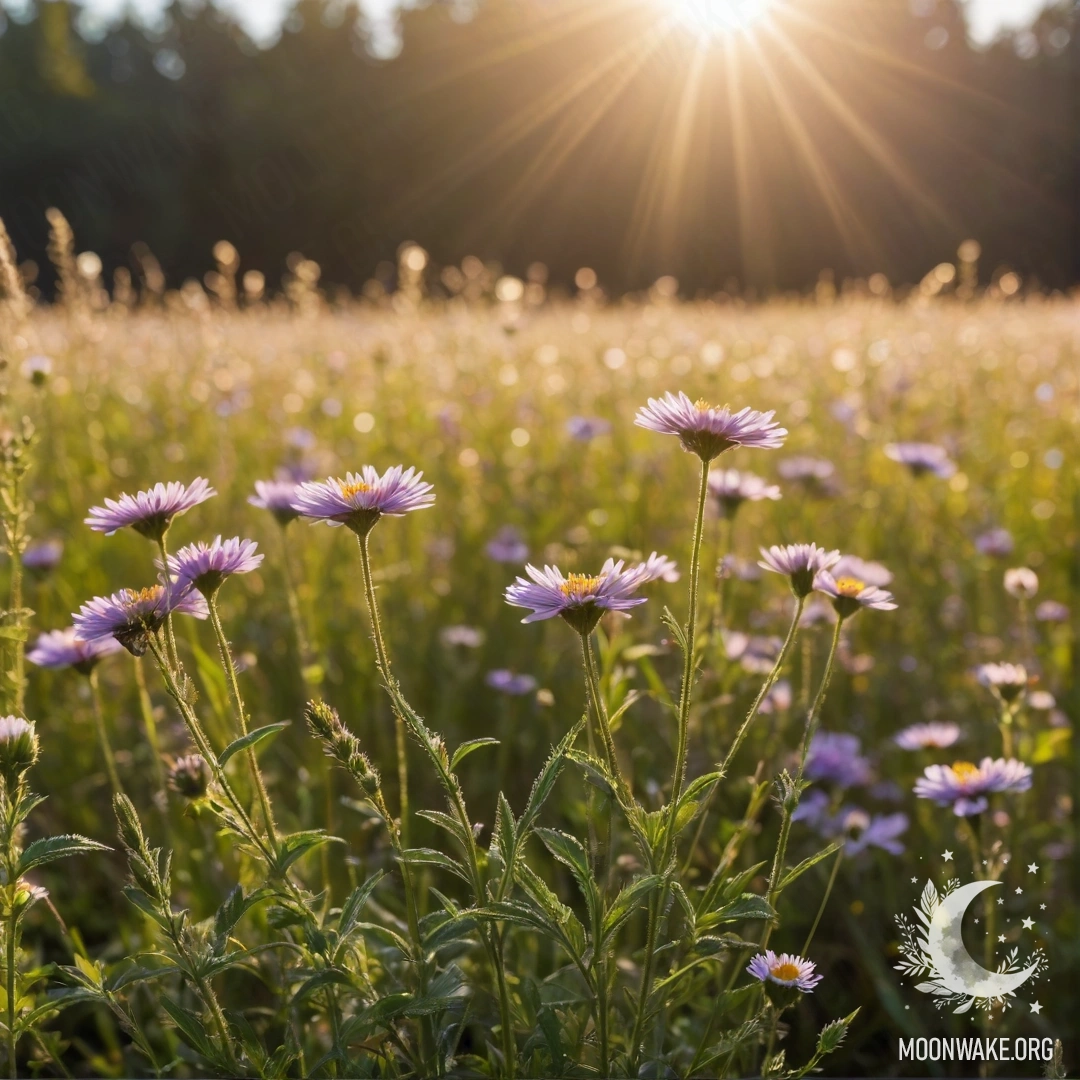 Cozy Field Flowers in Soft Light Close-up of cozy field flowers with bokeh in the background, illuminated by sun rays.