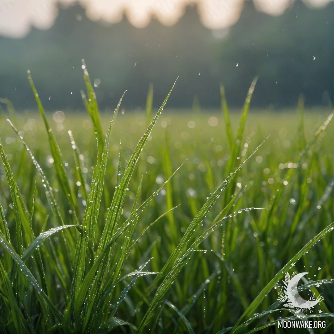Cozy Rainy Grass Field Close-up of green grass in a field with a blurred bokeh sky above, while it's raining.