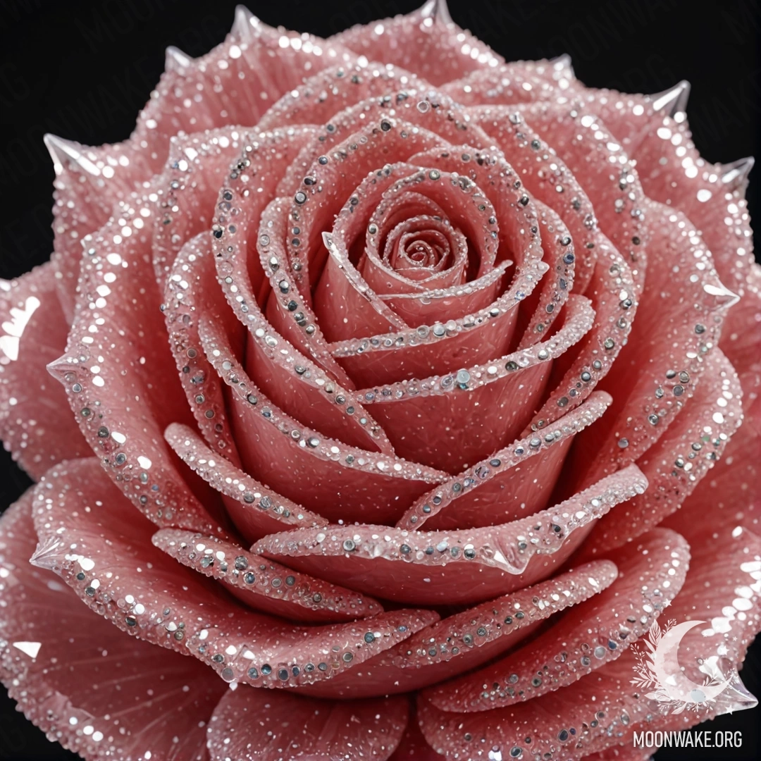 A delicate rose made of crystal, shimmering in soft light.
