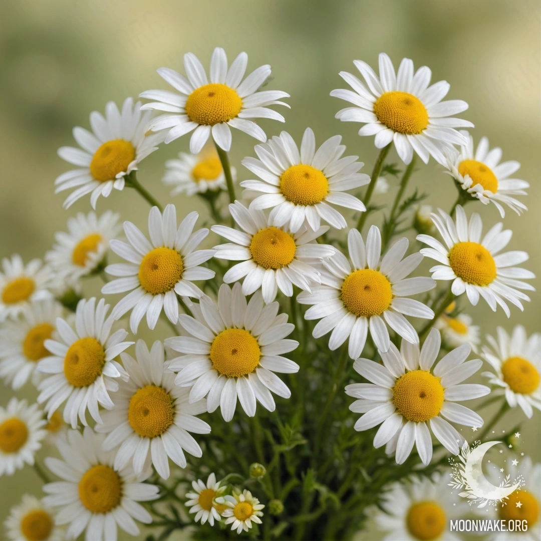 Delicate Chamomile Bouquet in Creamy Yellow A bouquet of delicate chamomile flowers in soft cream yellow tones.