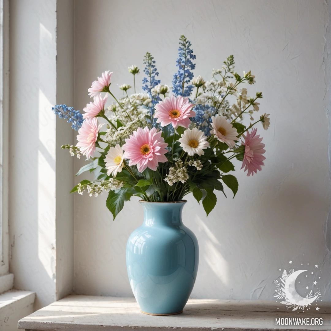 A shabby stone curb with small white and pink flowers growing behind it during sunset.