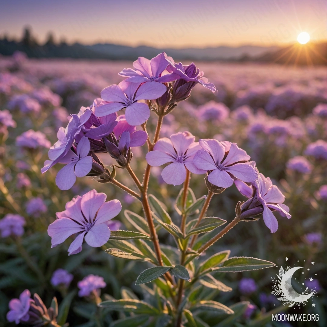A beautiful yellow delphinium surrounded by mist at sunset, adorned with sparkling rhinestones.