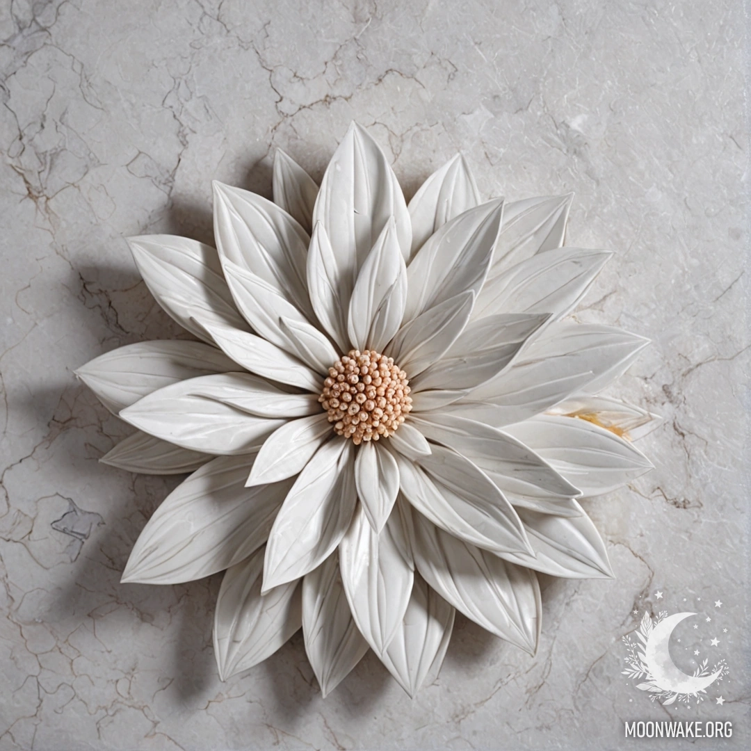 A beautiful flower made of smooth marble, showcasing intricate details.