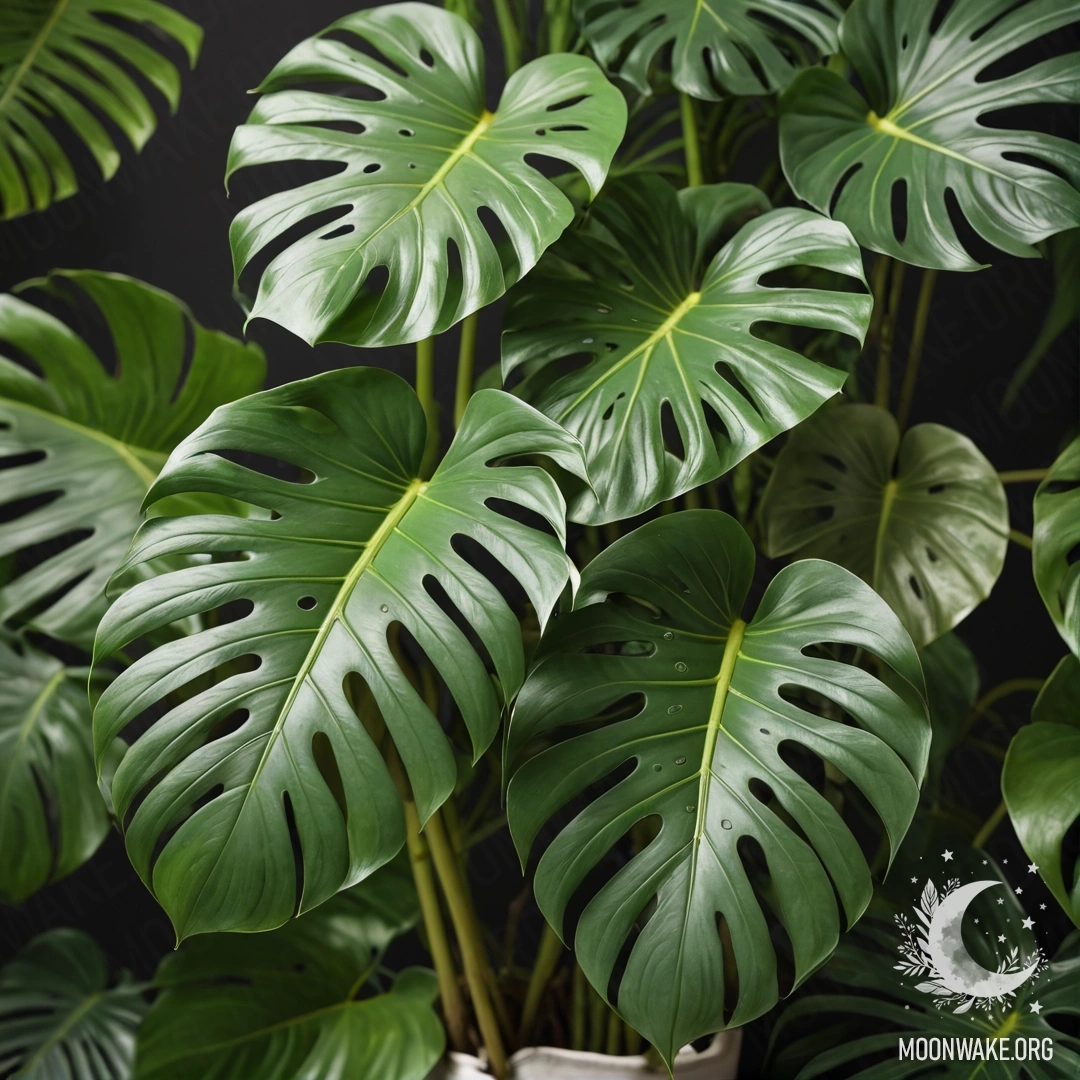 A bouquet of beautiful monstera leaves in a sage color.