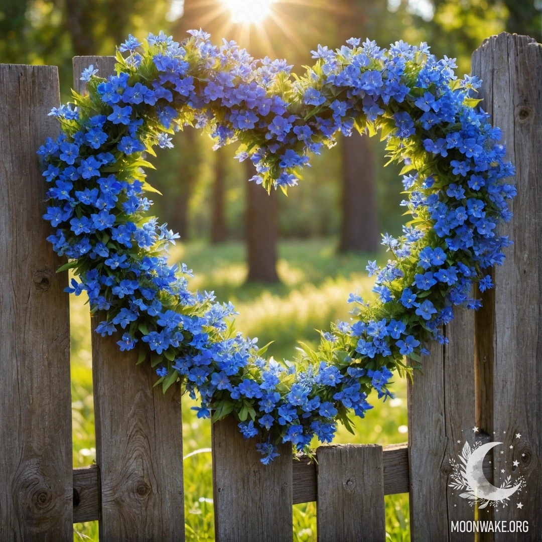 A round wooden table featuring a porcelain teapot adorned with blue flowers against a sunset backdrop.