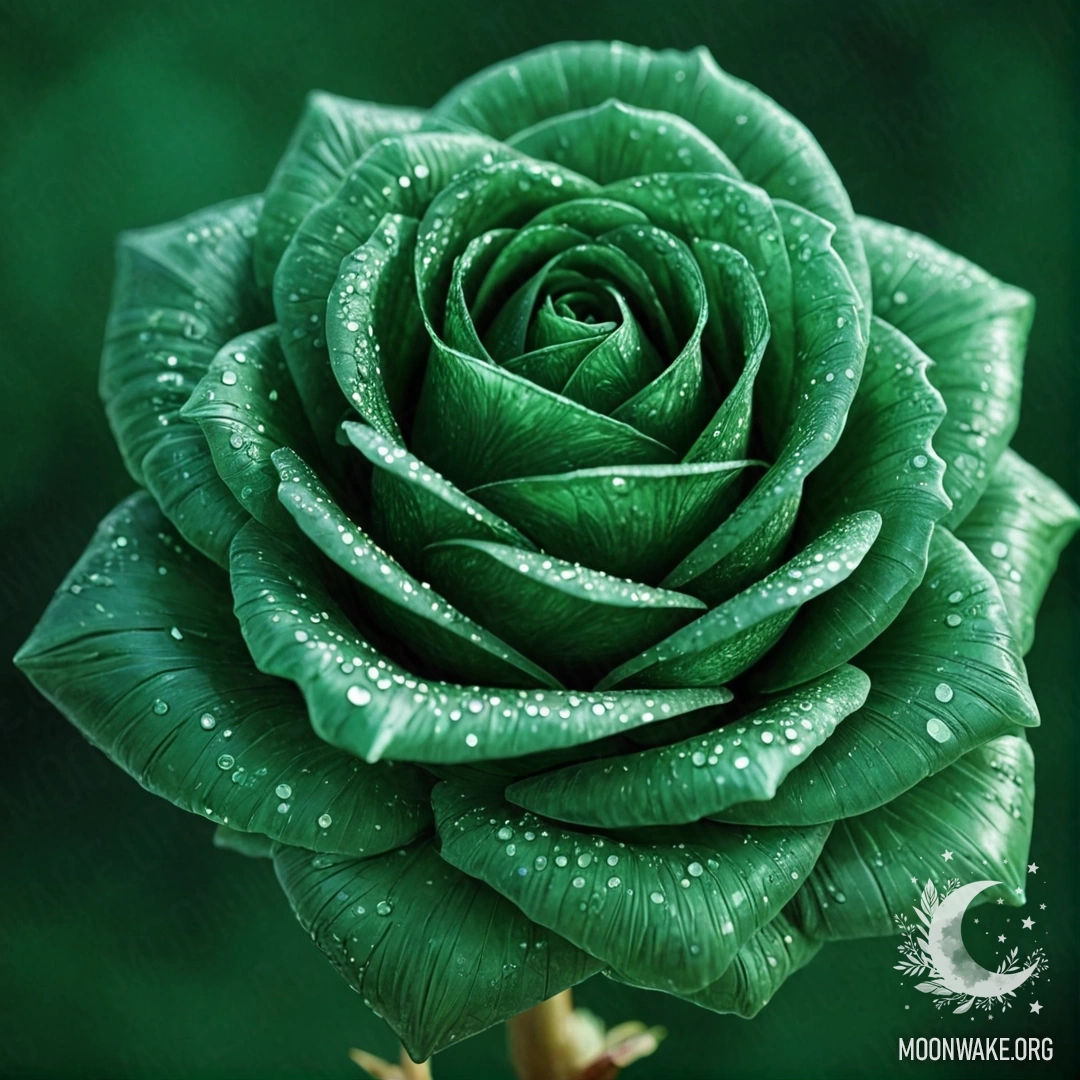 A detailed representation of a rose made of emerald.