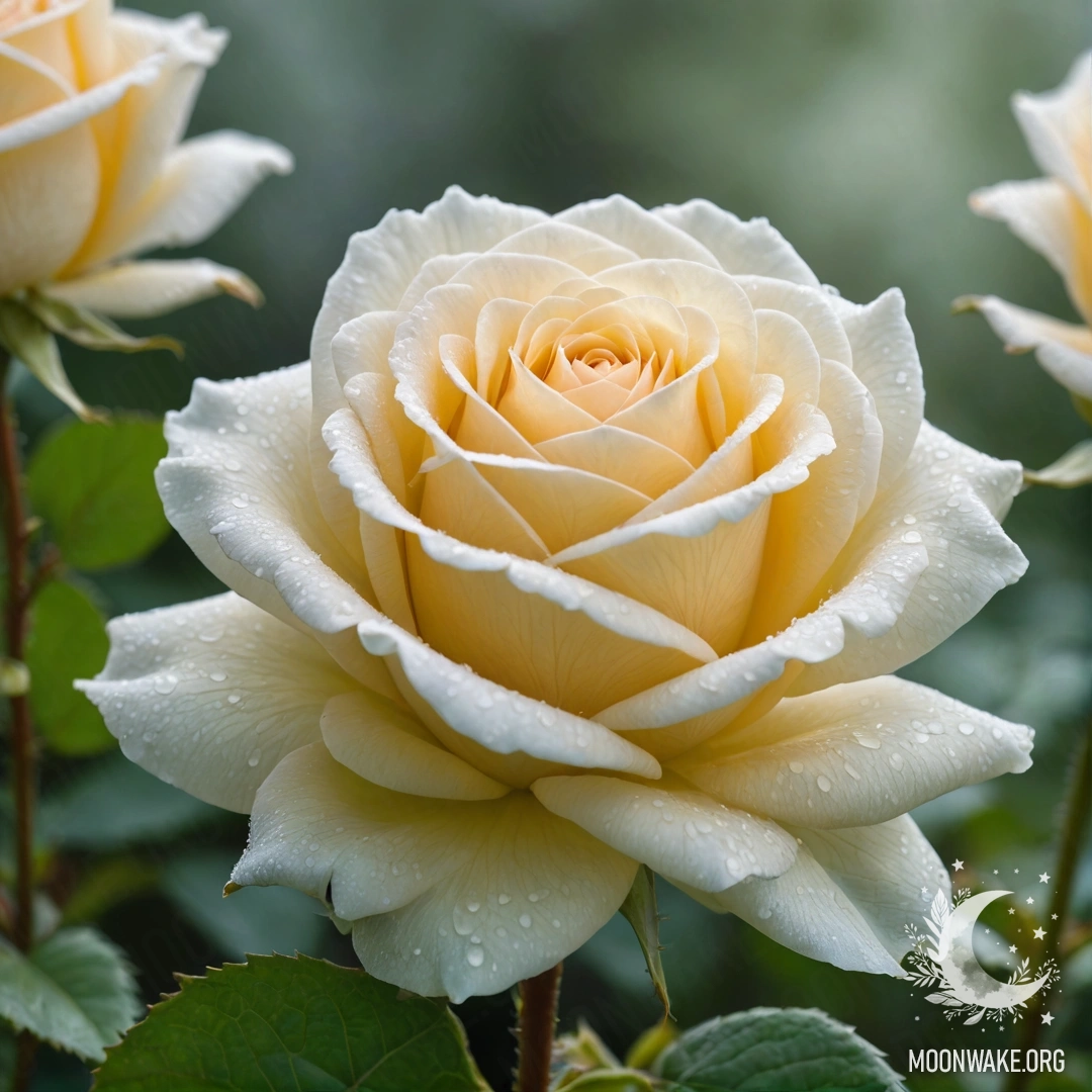 Ethereal Fog Rose Rose made of fog with misty petals and leaves, softly glowing.