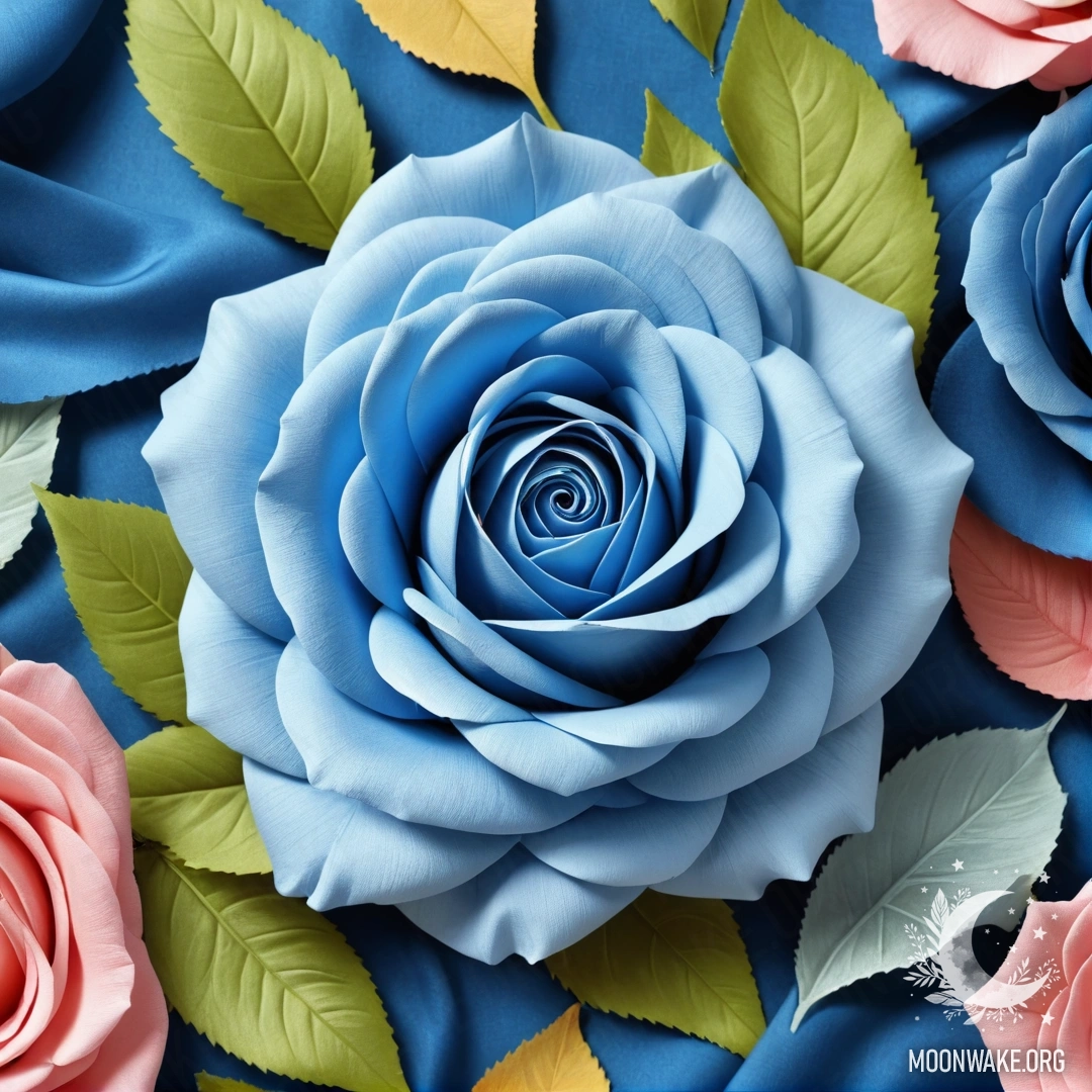 A beautiful fabric rose with delicate petals, a soft stem, and textured leaves.