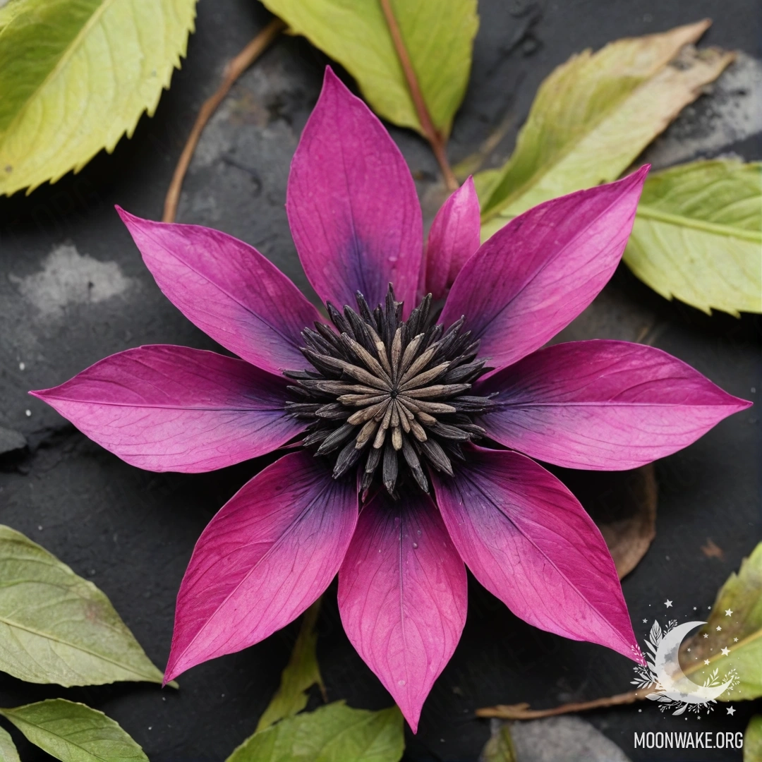 A surreal flower composed entirely of burning ash, featuring delicate petals, a stem, and leaves, all made of ash.