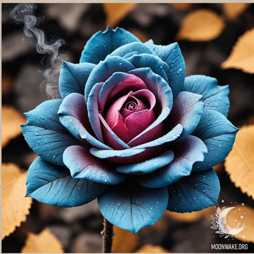 A mesmerizing rose crafted from burning ash, with petals, stem, and leaves all composed of the same smoky material, glowing softly in the light.
