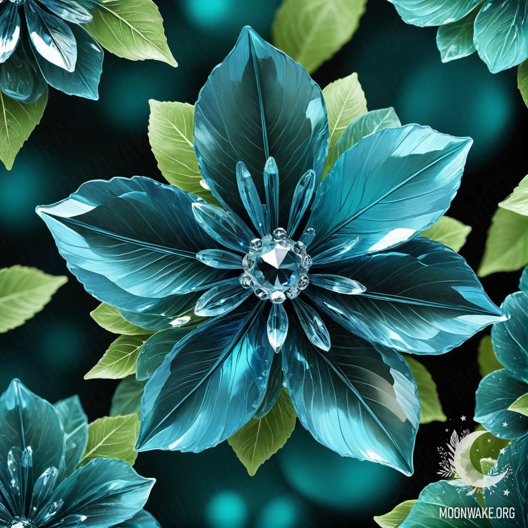 Fantastic Crystal Flower A mesmerizing crystal flower with crystalline petals, stem, and leaves.