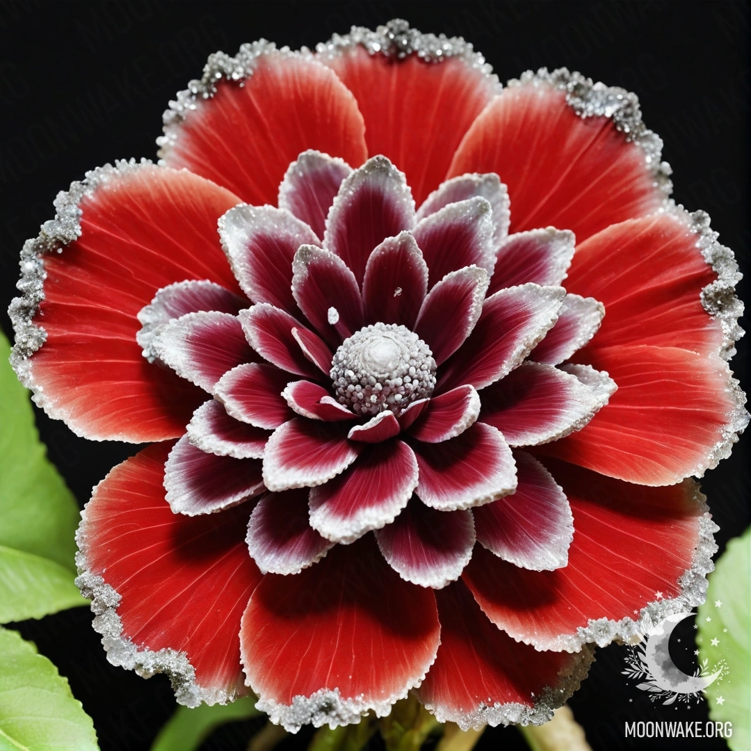 A flower made entirely of geode, with petals, stem, and leaves crafted from shimmering crystals.