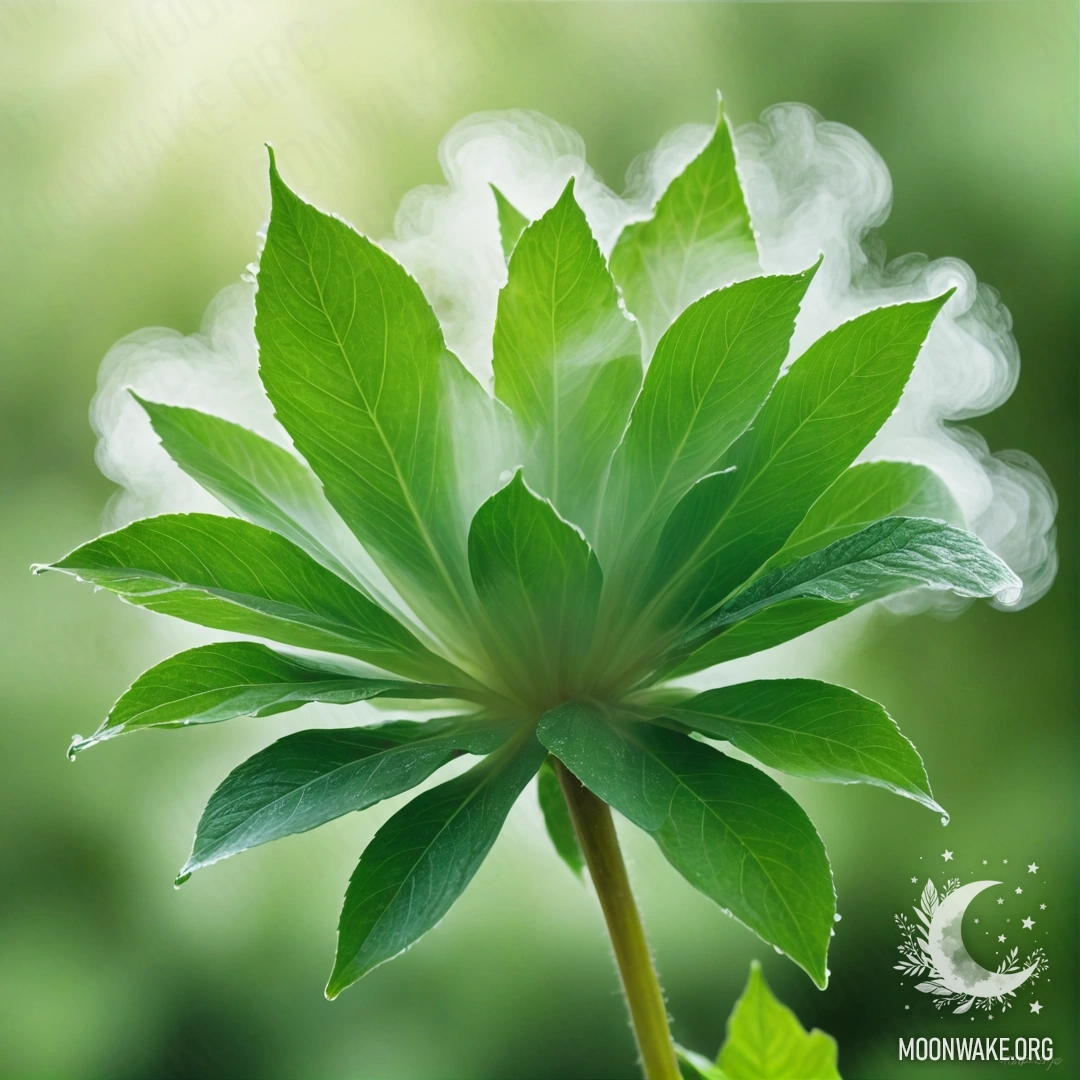 An ethereal flower made of mist, with petals, stem, and leaves all created from a delicate haze.