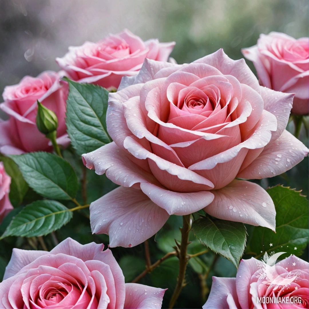 A fantastical rose made of mist, with petals, stem, and leaves, all ethereal and delicate.