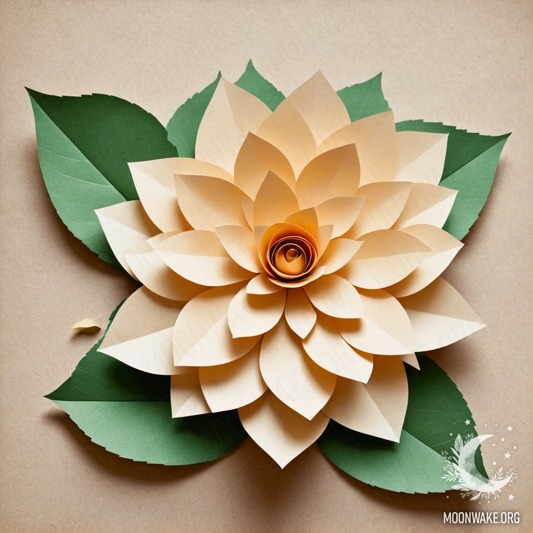 A beautifully crafted paper flower with delicate petals, stem, and leaves made of paper.
