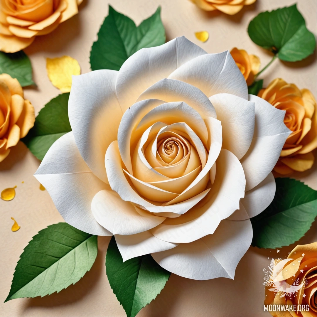 Fantastic Paper Rose A beautifully crafted rose made entirely of paper, with detailed petals, stem, and leaves.