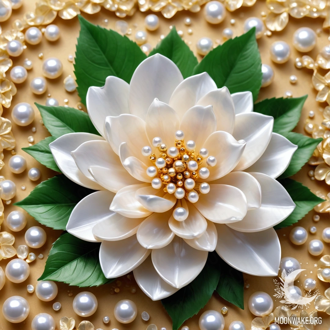 Fantastic Pearl Flower A mesmerizing flower crafted from pearls, featuring delicate pearl petals and a stem adorned with pearl leaves.