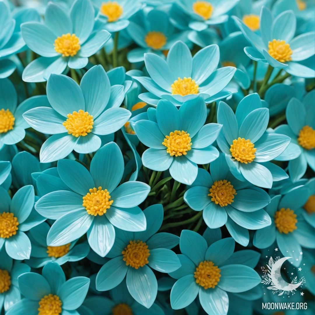 A vibrant plastic flower with petals, stem, and leaves all made of plastic.