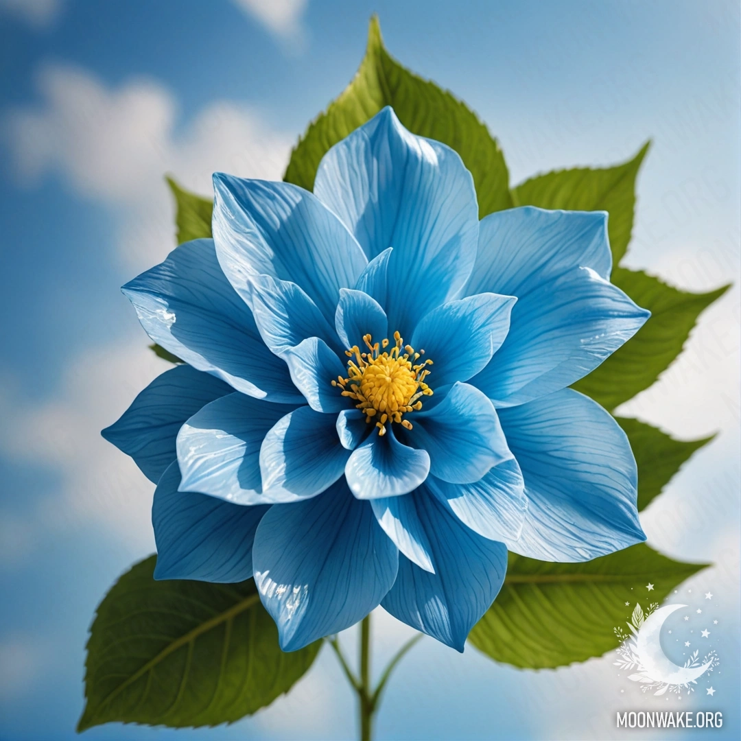 A colorful plastic flower with vivid petals, a green stem, and leaves, all made of plastic.