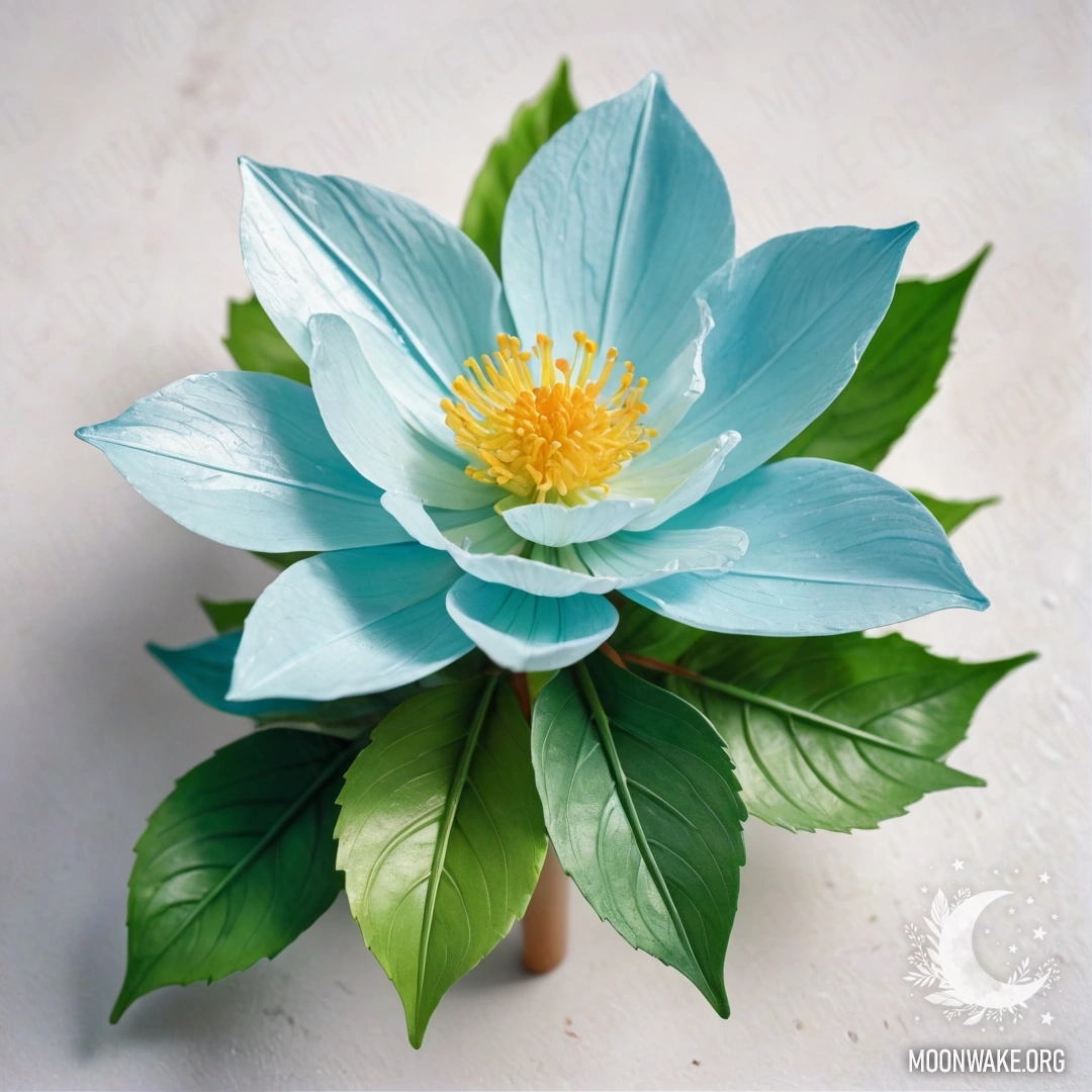 Fantastic Plastic Flower A vibrant plastic flower made entirely of plastic with colorful petals, a green stem, and plastic leaves.