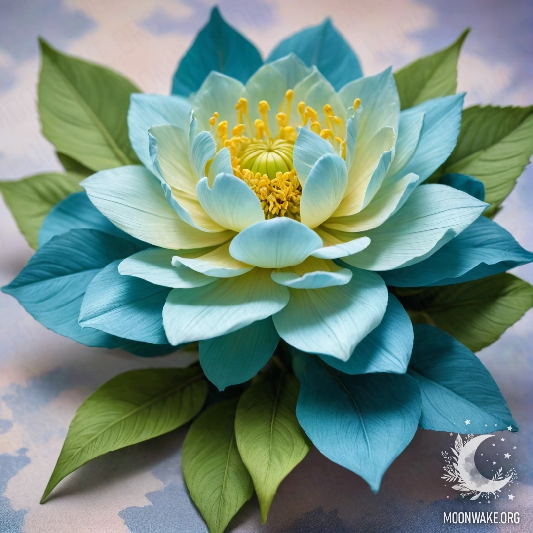 Fantastic Silk Flower Artwork A vibrant silk flower with silky petals, leaves, and stem.
