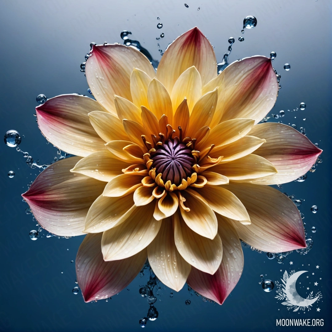 A flower crafted from water art, featuring delicate water petals.