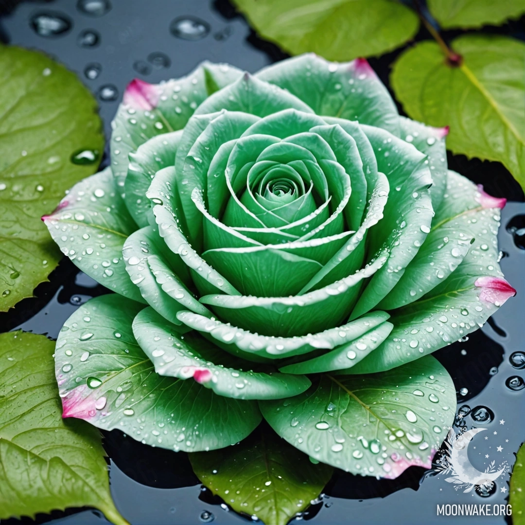 Fantastic Water Art Rose A beautiful rose crafted entirely from water, featuring petals, stem, and leaves made of flowing water art.
