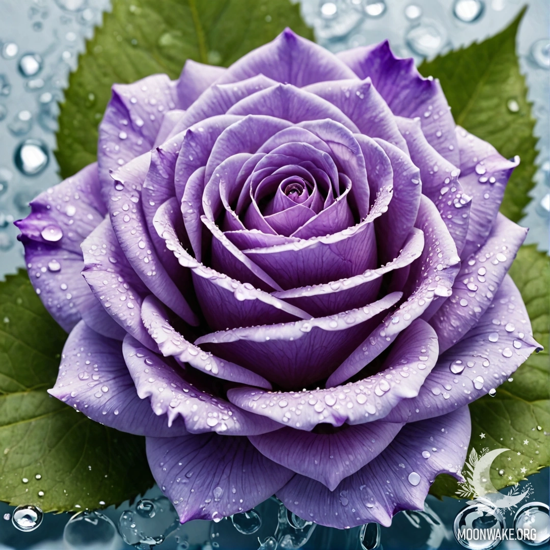 A rose crafted entirely from water art, with delicate petals, stem, and leaves also made of water.