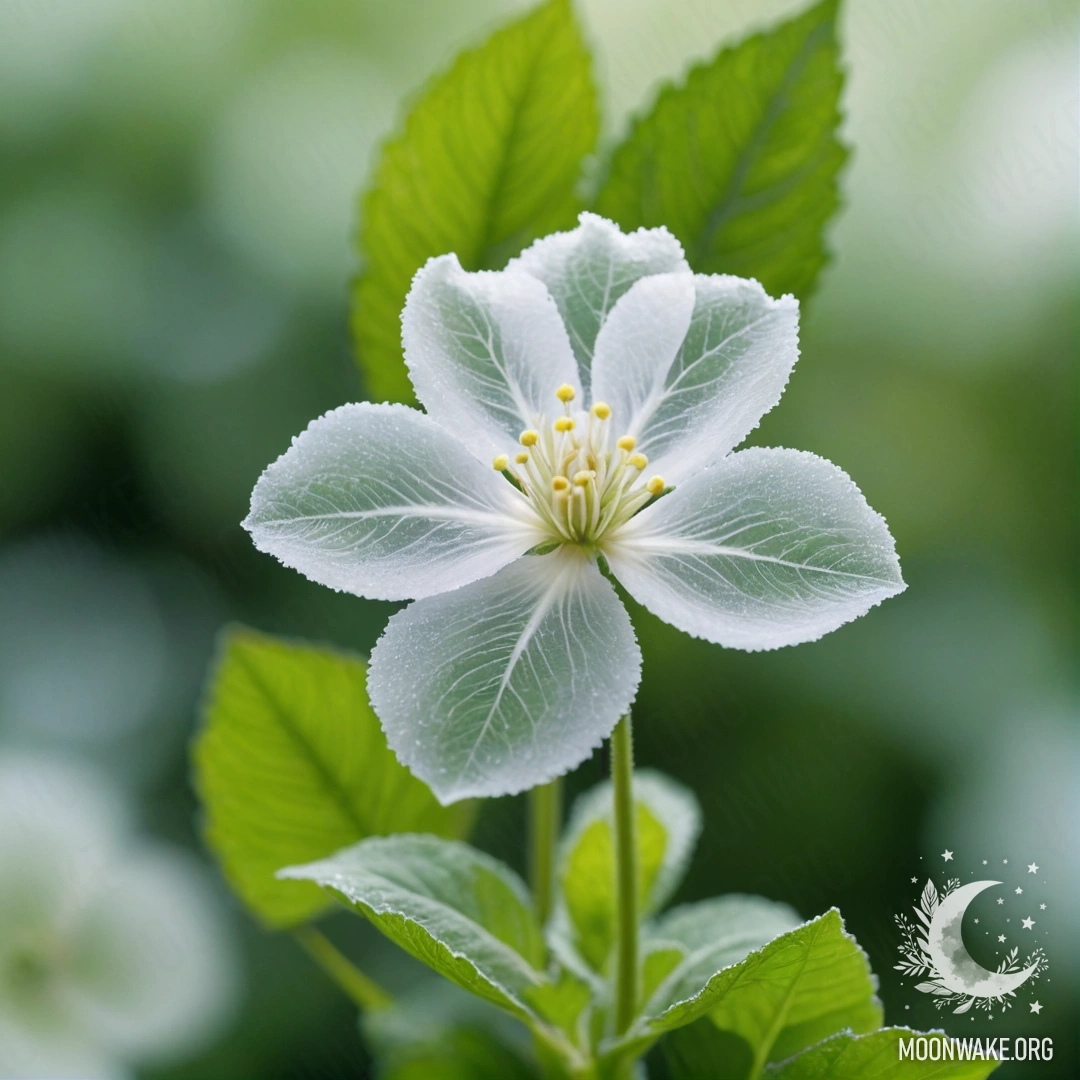 A surreal flower made entirely of fog, with petals, stems, and leaves all crafted from ethereal mist.