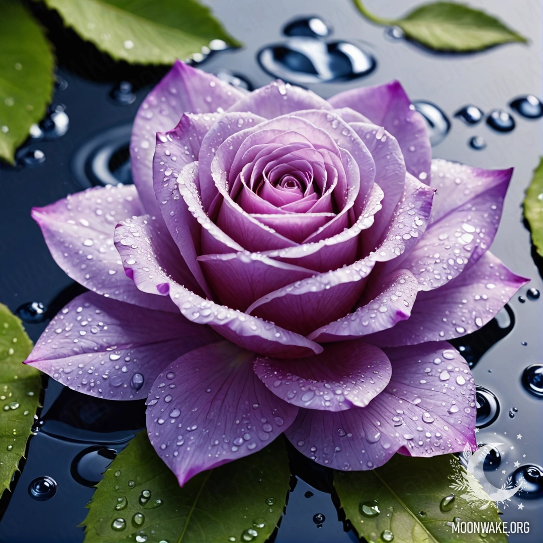 Fantastical Water Art Rose A rose crafted entirely from water, featuring petals, stem, and leaves made of flowing water.
