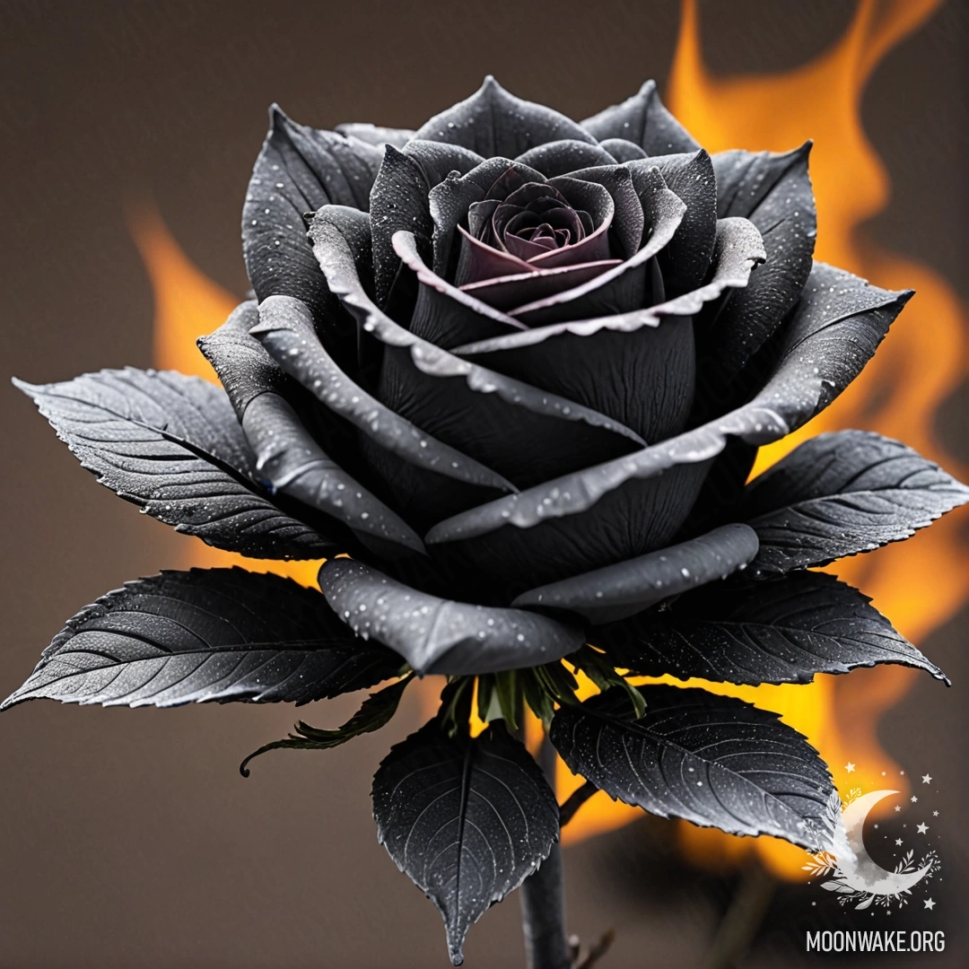 Fiery Ash Rose A rose made of burning ash, with ash petals and stem.