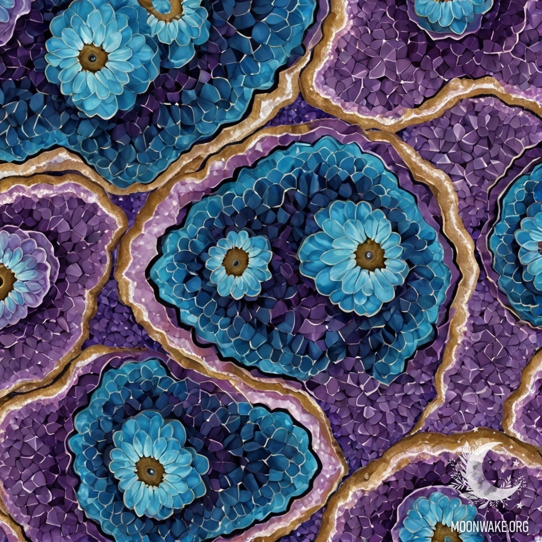 Geode Flower Art A beautiful flower made of shimmering geode crystals, showcasing vibrant colors and intricate details.